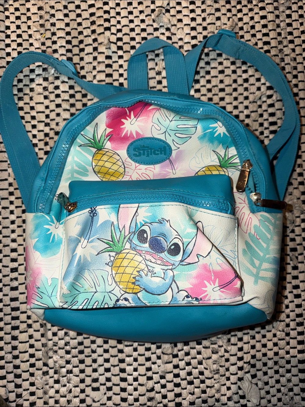 Disney Lilo & Stitch Teal Pineapple Mini Backpack faux leather
